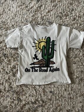 Cotton On White Tee with Green Cactus & Yellow Sun Graphic